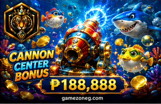 GAMEZONE fishing scene with moving targets and visible cannon controls